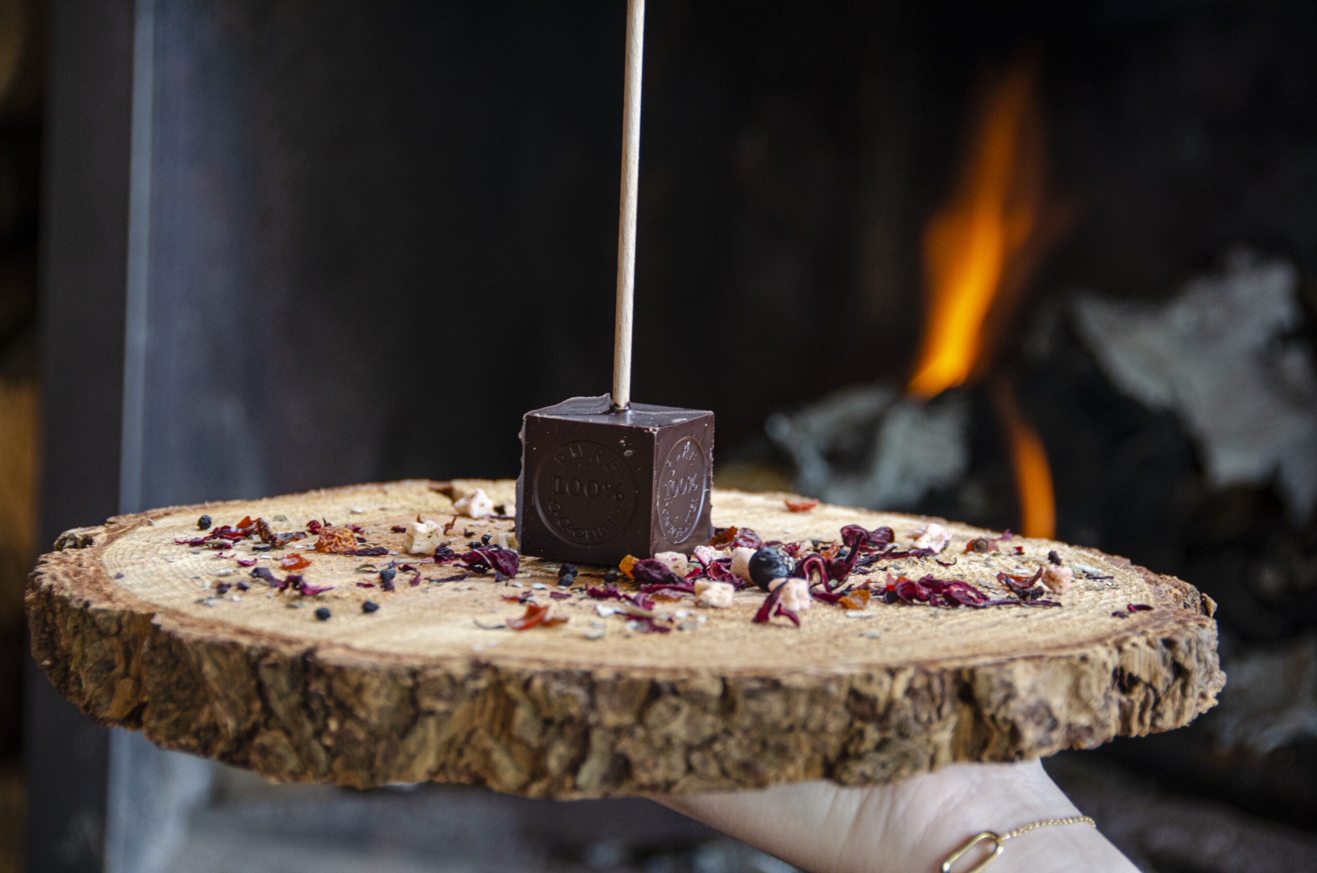 Chocolat chaud sur un bâton